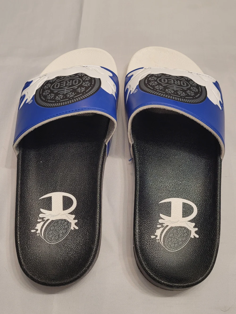 Champion x Oreo IPO Slides Men's Size 10 Blue White Limited Edition Sandals